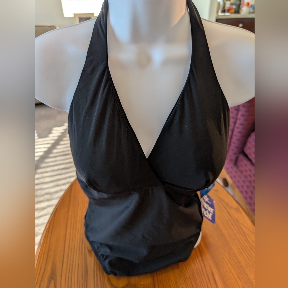 Magic Suit Black 1-Piece Halter Style Swimsuit, Size 12 - NEW